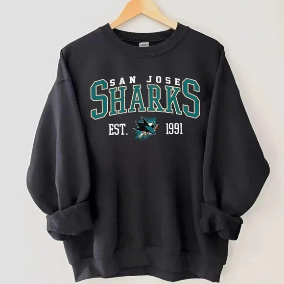 San Jose Sharks Sweatshirt Crewneck, Vintage Sharks shirt, San Jose Hockey1991 - Picture 1 of 2